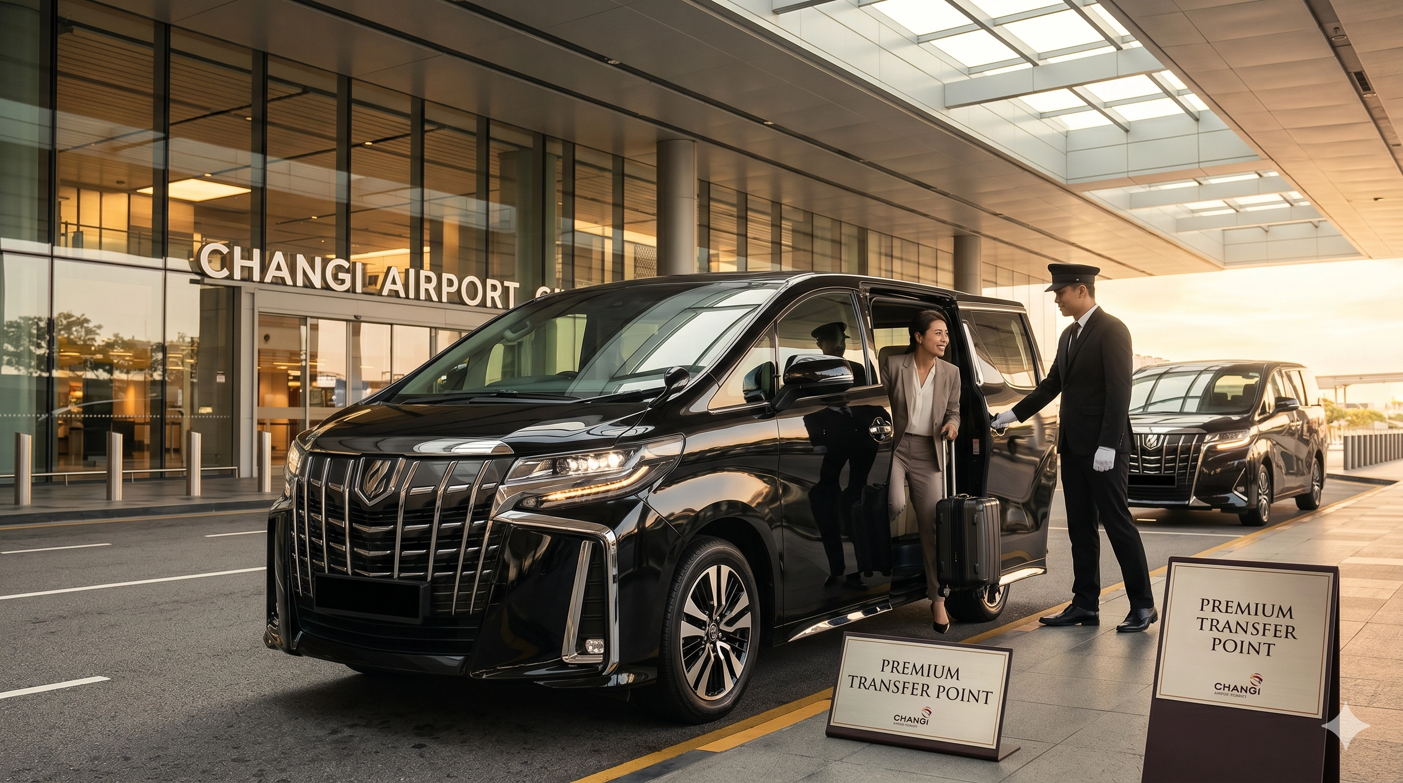 Premium chauffeur service at Changi Airport Singapore — Toyota Alphard with professional driver